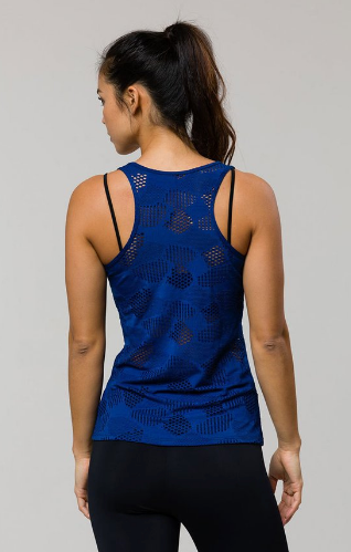 Image Title Onzie Racer Tank - Navy Honeycomb